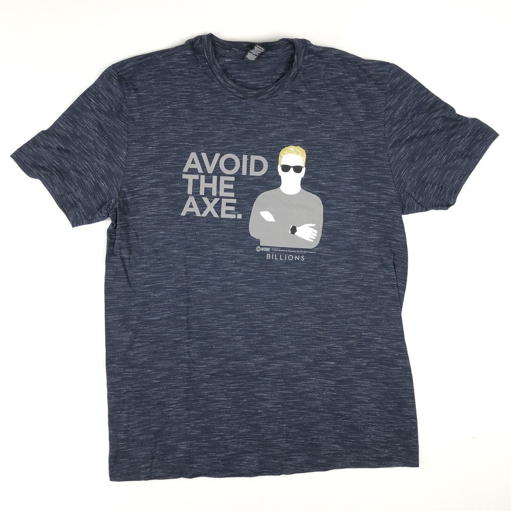 BILLIONS Shirt Men Medium Blue Tee Avoid The Axe Showtime TV‎ Shoe Promo Adult